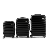 Orbis 3 Piece Capri Spinner Luggage Suitcase Set (Black)