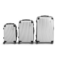 Orbis 3 Piece Tahiti Spinner Luggage Suitcase Set (Silver)