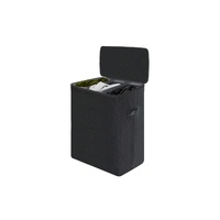 Ovela 120L Laundry Separation Basket with Lid - 3 Sections (Dark Grey)