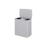 Ovela 120L Laundry Separation Basket with Lid - 3 Sections (Light Grey)