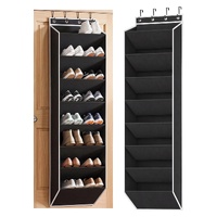 Artiss Over Door Shoe Organiser Storage X2 8-Tier Pantry Hanger Fabric Black