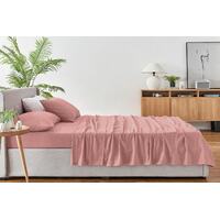 Ovela 150GSM Cotton Flannelette Bed Sheet Set (Dusty Rose, Double)
