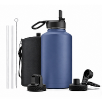 Ovela 2L Insulated Stainless Steel Water Bottle with 3 Lid Attachments (Navy)
