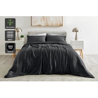 Ovela 100% Natural Bamboo Quilt Cover Set Charcoal Bed Size King