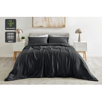 Ovela 100% Natural Bamboo Quilt Cover Set Charcoal Bed Size Queen