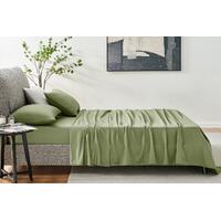 Ovela 1200TC Cotton Bed Sheet Set (Oiled Green, Double)