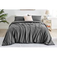 Ovela Ultra Soft Washed Microfibre Quilt Cover Set (Graphite, Queen)