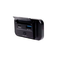 P0668B Dual USB C 18W PD-USB Surface Mount QC3.0 Type A Charging Socket Black