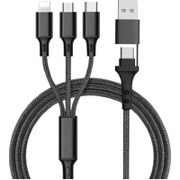 Dynalink P1946A USB to Lightning-Micro-Type C Charging Cable Black 1.2m