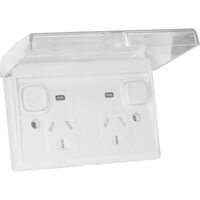 TRANSCO P2WP-SLC Weatherproof 10A Clear Slim Clear Lid Powerpoint Two Outlets