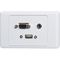 Dynalink VGA 3.5mm USB Type A Wallplate - With Fly Leads