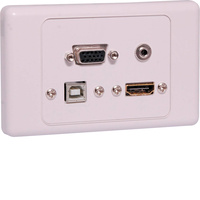 Dynalink HDMI VGA, 3.5mm, USB type B Wallplate Dual Cover Flyleads