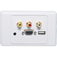 Dynalink VGA 3.5mm USB A Wallplate Dual Cover Screw Connect