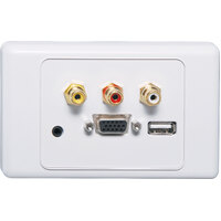 Dynalink VGA 3.5mm USB A Wallplate Dual Cover -Thru Connect