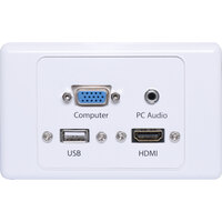Dynalink HDMI VGA, 3.5mm, USB Type A Wallplate Dual Cover Flyleads