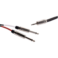 Redback -Y Cable 1.5m3.5mm TRS male Plug To 2 x 6.35mm TS male 1.5m-TS Plug 