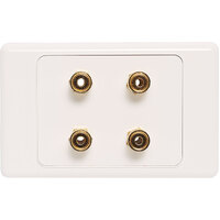 Dynalink 4 X Binding Post Dual Cover Speaker Wallplate