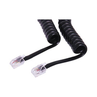 3m RJ11 Plug to RJ11 Plug Curly Black Telephone Cable