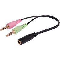 Dynalink 0.15m 3.5mm TRRS Socket To 2 X 3.5mm Stereo Plug Cable