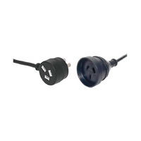 Powertran P8270B 10A 3 Pin Piggyback Plug Mains Extension Power Cable 1m Black