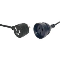 Powertran 2m Black Piggyback Mains Extension Power Cable