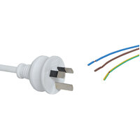 Powertran 2m 7.5A 3 Pin White Bare Ends Mains Power Cable