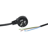 Powertran 2m 7.5A 3 Pin Black Bare Ends 90° Mains Power Cable