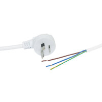 Powertran 2m 7.5A 3 Pin White Bare Ends 90° Mains Power Cable