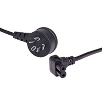 Powertran 2m Figure 8 C7 90 Deg 2.5A 2 Pin Black Appliance Mains Lead 