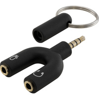 Pro.2 PA1080BL 4-Pole to Stereo & Mic Adaptor TRRS Plug to 3.5mm OMTP Black