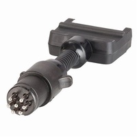 Trailer Adaptor - 7 Pin Flat Plug to 7 Pin Small Round Socket 30cm Black