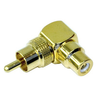 PA2470 Right Angle RCA Plug to RCA Socket Adaptor Gold 
