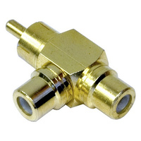 PA2480 RCA Plug to 2x RCA Sockets Gold Plated Double Adaptor