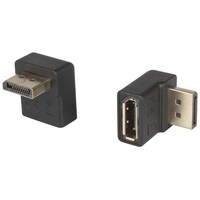 Black colour Right Angle Plug to Socket DisplayPort Adaptor cables into tight gaps