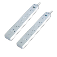 Sansai PAD-016SP 6 Outlet Master Switch Surge Protected 10m Lead White 2Pack