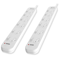 Sansai 2PK 6 Ways Individually Switched Powerboard Overload Protection