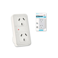 Sansai 10A 240V Vertical Double Power Adaptor White