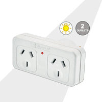 Sansai 10A 240V Left Hand Double Power Adaptor White