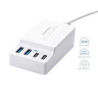 Sansai PAD-4111AU 4Port 30Watt USB A and USB C Fast Charging Station 1.5m Cord
