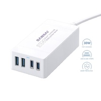 Sansai PAD-4133AU 4 Port 30Watt USB A and USB C Fast Charging Station 1.5m Cord