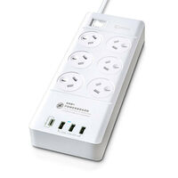 Sansai 6Way Outlet Power Board 2400W Surge Protector USBA & C Ports