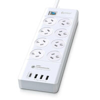 Sansai 8way Power Outlet Surge Protect Power Board Charger Ports USBA & TypeC
