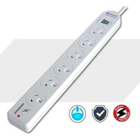 Sansai PAD-016SP 6 Outlet Master Switch Surge Protected with 10m Lead White
