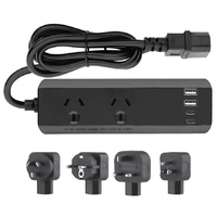 Arlec Travel Adaptor Powerboard with PD30W USB-C Charging 4 Interchangeable Plugs