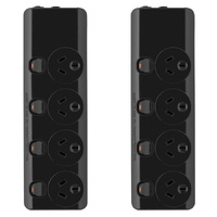 Arlec 4 Outlet Individually Switched Powerboard Twin Pack Overload Protection BK