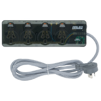 Arlec PB45L-TP-BL Clear Grey 4 Outlet Surge Protected Powerboard