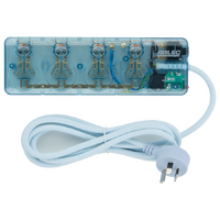 Arlec PB45L-TP-BU Clear Blue 4 Outlet Surge Protected Powerboard