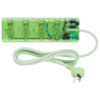 Arlec PB45L-TP-GE Clear Green 4 Outlet Surge Protected Powerboard