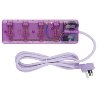 Arlec PB45L-TP-PI Clear Pink 4 Outlet Surge Protected Powerboard