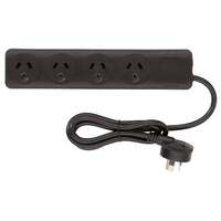 Arlec PB4PPBK-P 0.9m Cord & Safety Overload Protection 4 Outlet Powerboard-Black